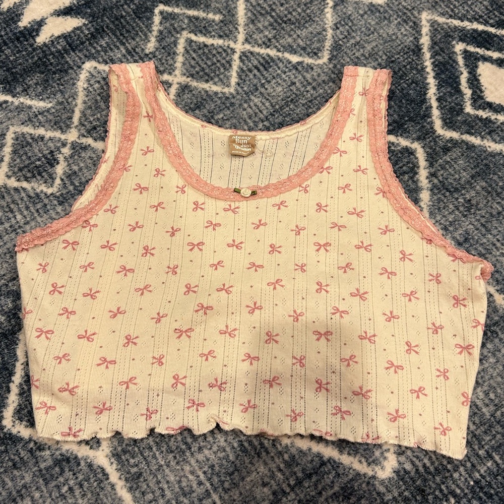 PINK BOW PRINT LOUNGE TANK
